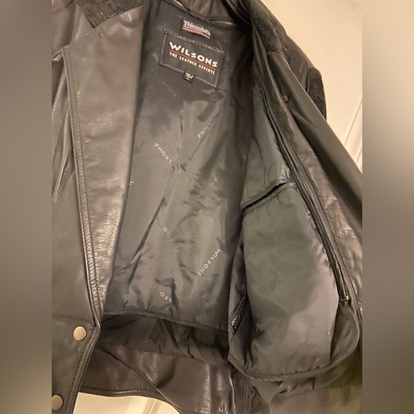 𝅺WOMEN’S Wilson’s Leather Embroidered floral Moto Black Jacket Vintage Size L - Picture 6 of 15